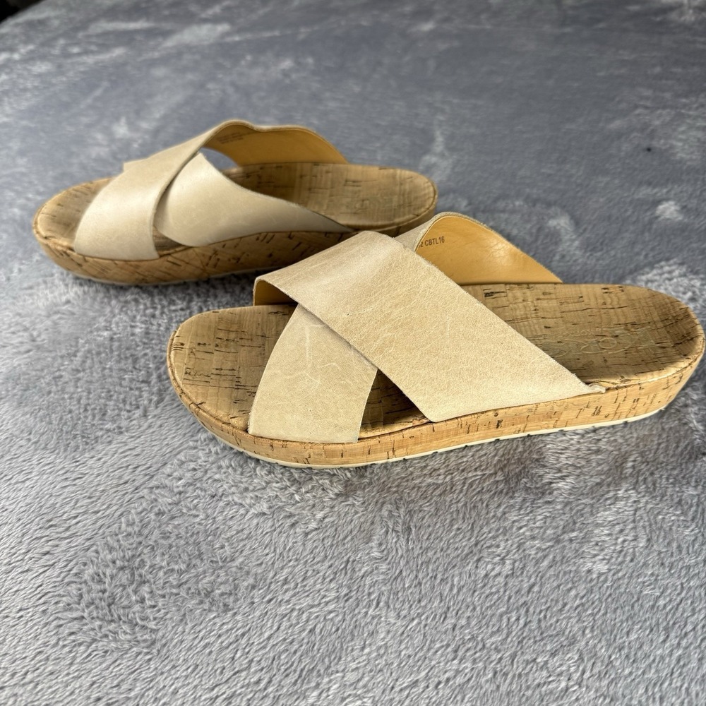 Korks by Kork Ease Joly Sandals Cross Strap Slip On Beige Bone Q38402 Womens 7M